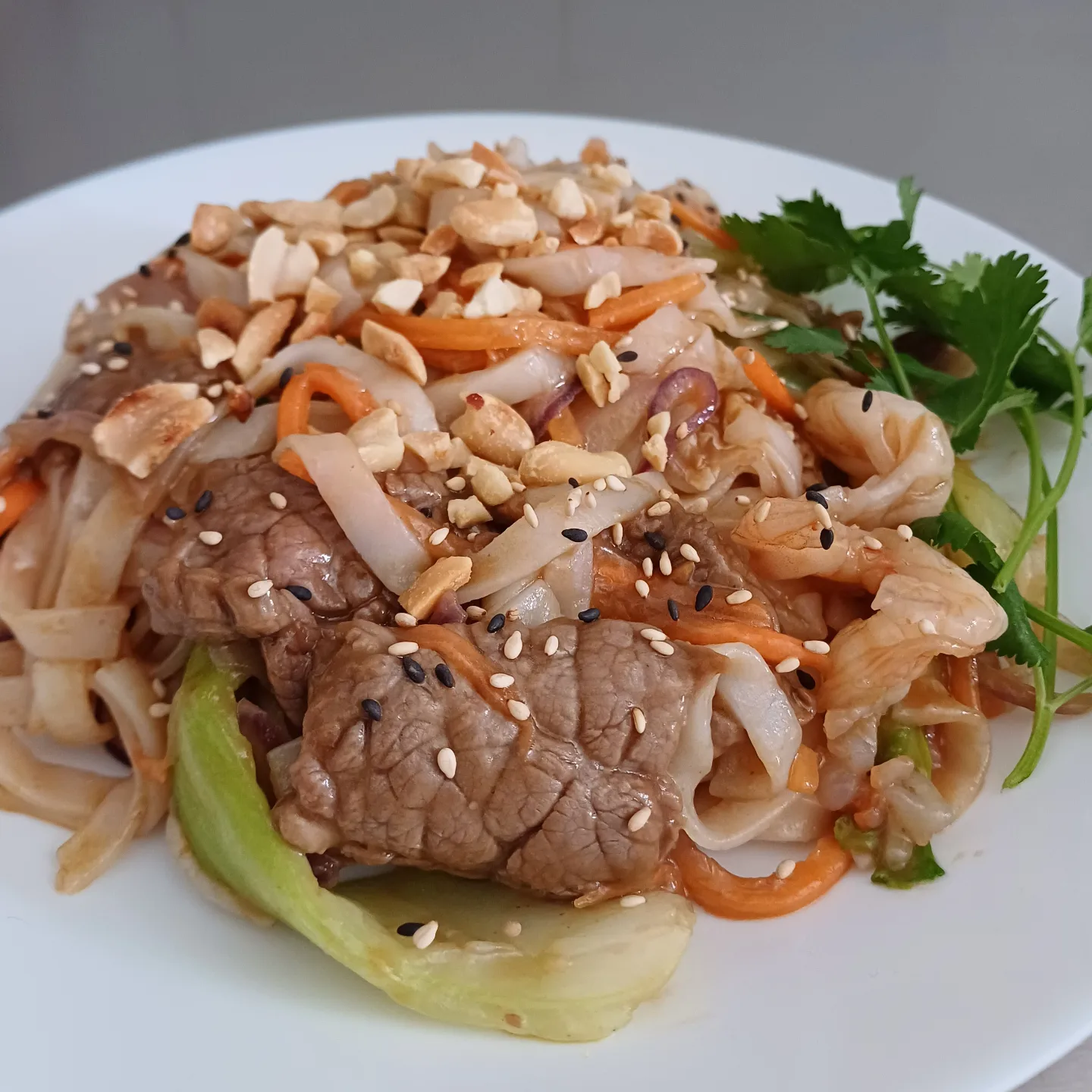 Pate de riz sautée aux boeufs et légumes